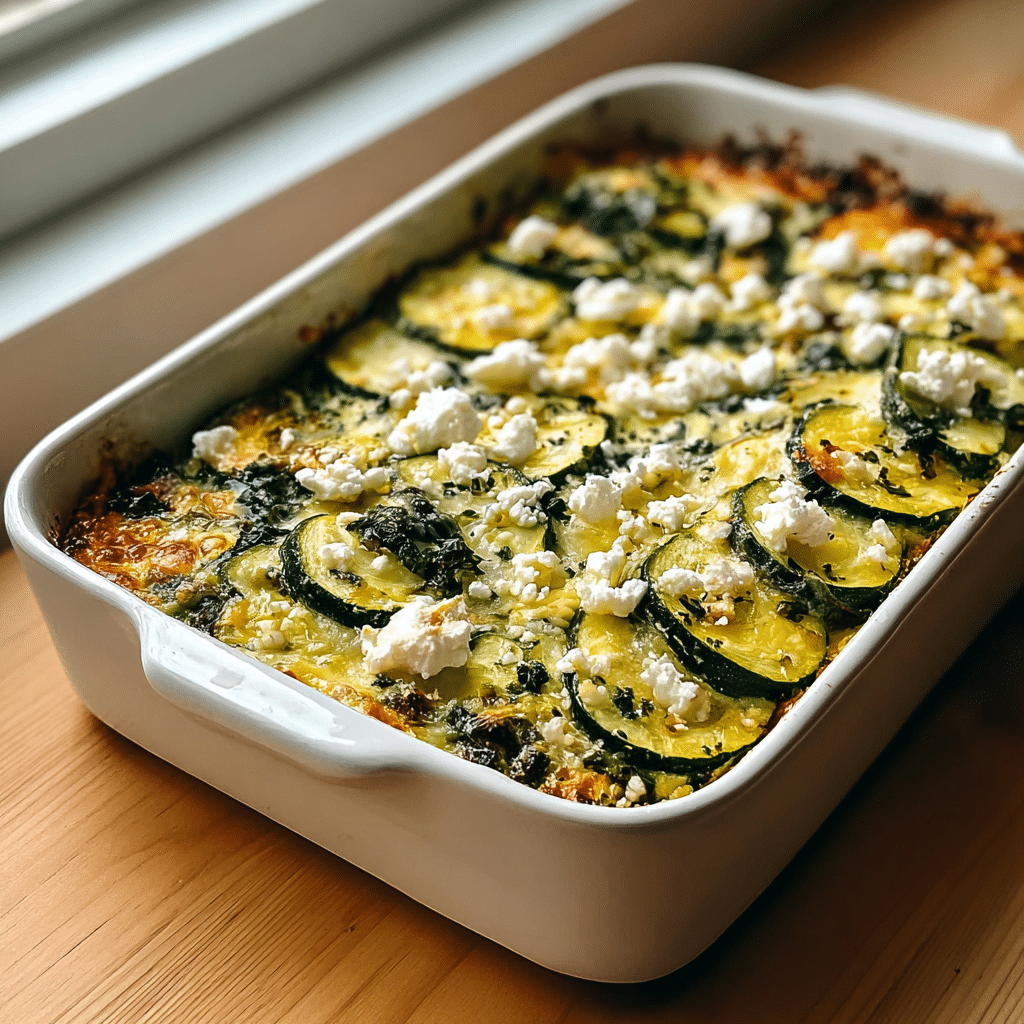 Baked Zucchini Spinach and Feta Casserole Recipe - Recipe Image