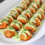 Baked Salmon Meatballs with Avocado Sauce Recipe