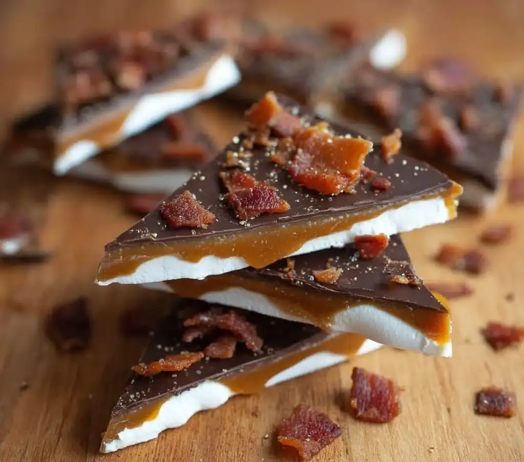 Chocolate, Caramel, Marshmallow, Whiskey & Bacon Bark Recipe