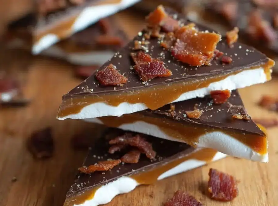 Chocolate, Caramel, Marshmallow, Whiskey & Bacon Bark Recipe
