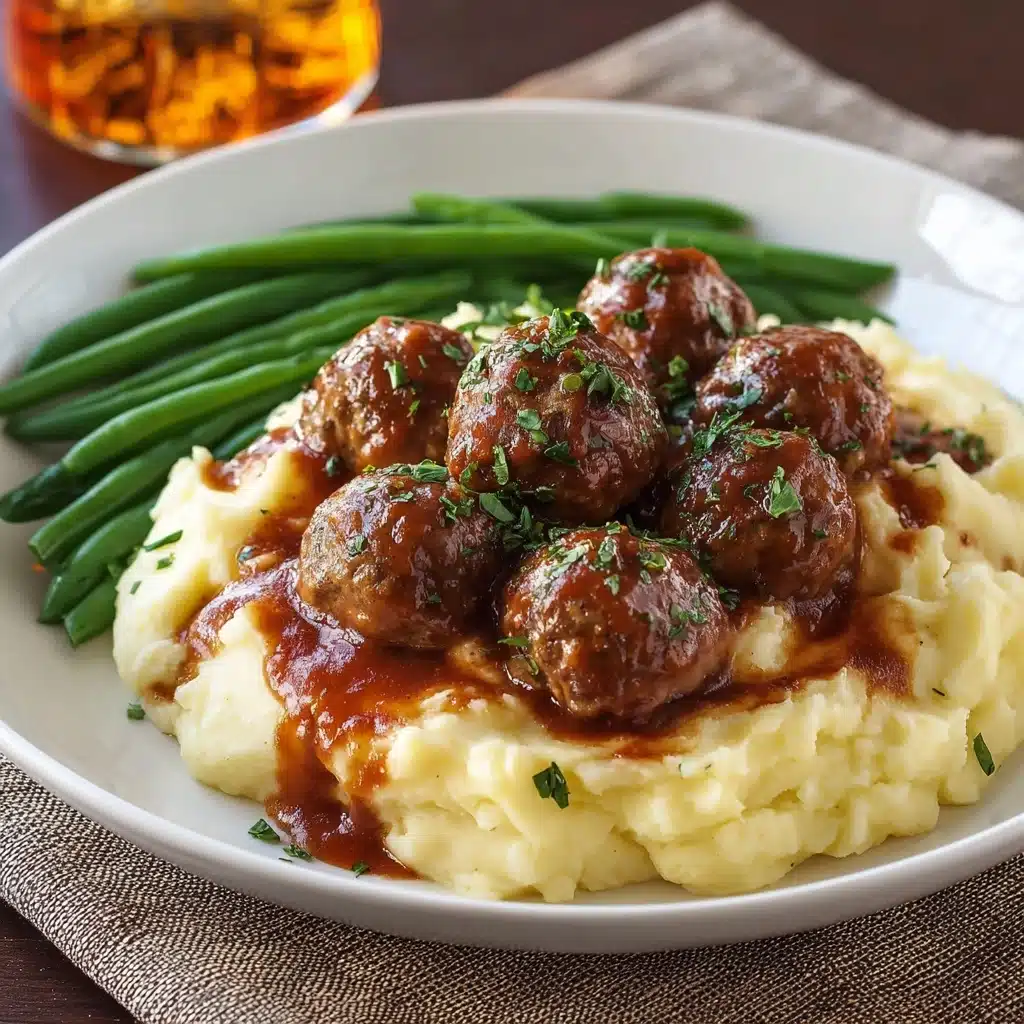 Salisbury Meatballs and Mashed Potatoes Recipe - Recipe Image