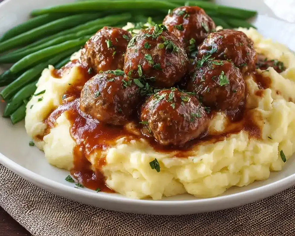 Salisbury Meatballs and Mashed Potatoes Recipe