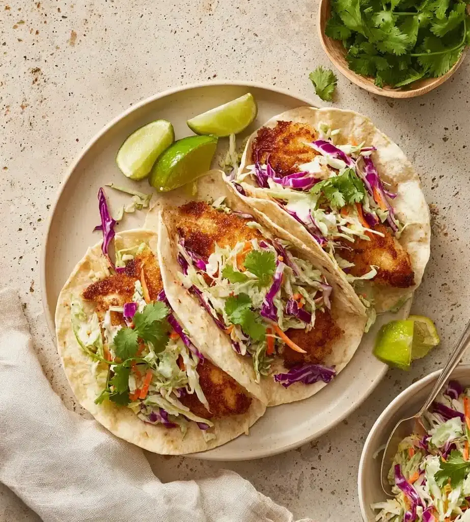 Air Fryer Fish Tacos with Cilantro Lime Slaw Recipe