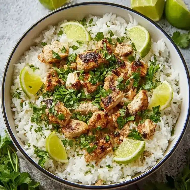 Fluff the coconut rice with a fork and divide it onto four plates Recipe