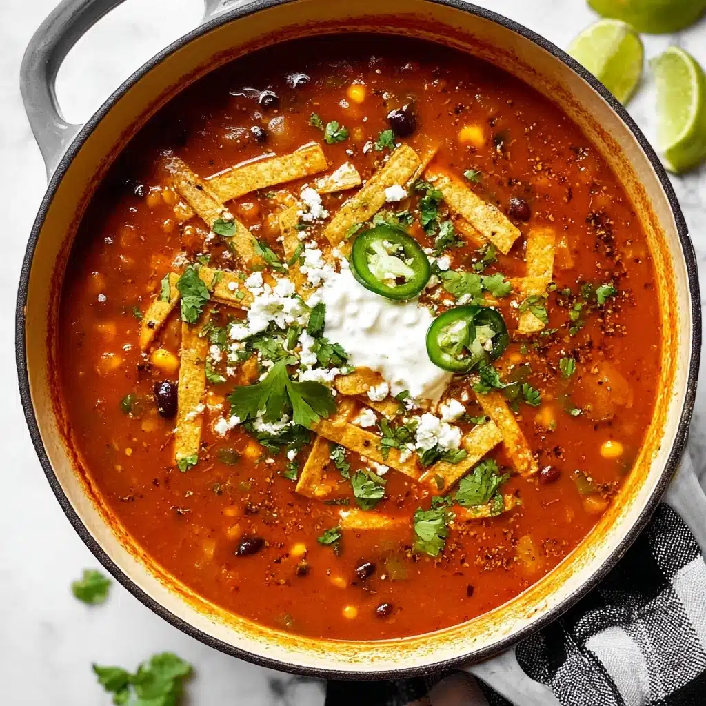 Vegan Lentil Tortilla Soup Recipe - Recipe Image