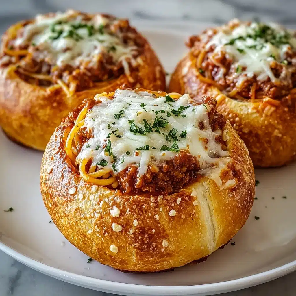 Spaghetti Garlic Bread Bowls Recipe - Recipe Image
