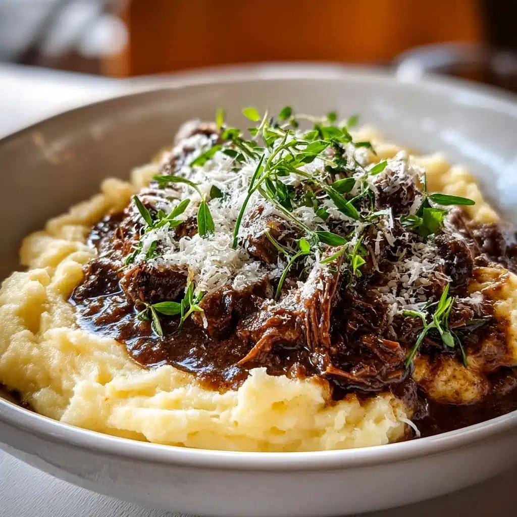 Spoon a generous portion of the Parmesan mashed potatoes onto each plate Recipe - Recipe Image