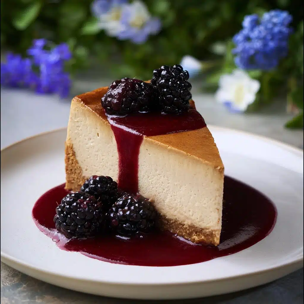 London Fog Basque Cheesecake with Blackberry Sauce Recipe - Recipe Image