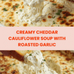 Creamy Cheddar Cauliflower & Roasted Garlic Soup Recipe