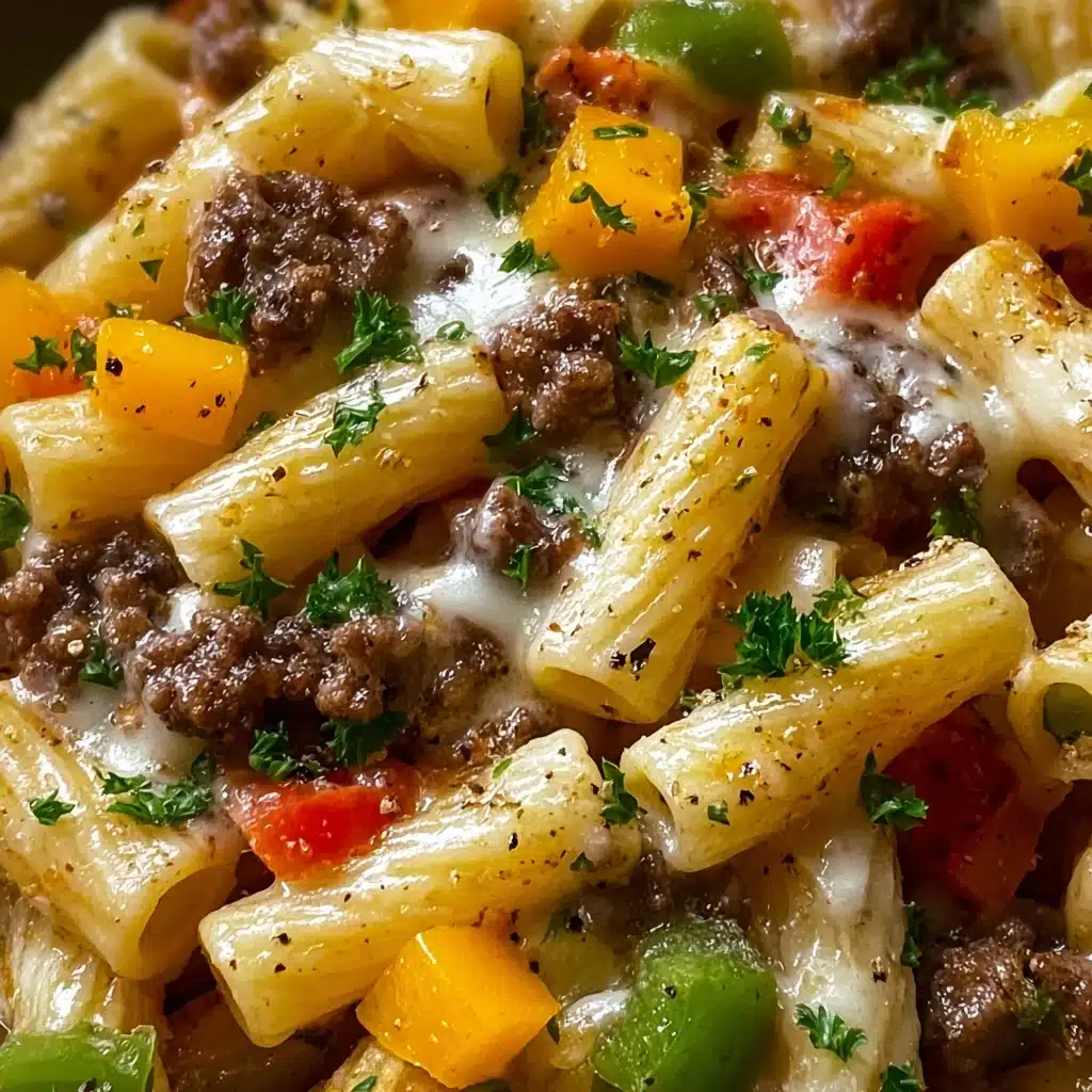 Philly Cheesesteak Pasta Recipe - Recipe Image