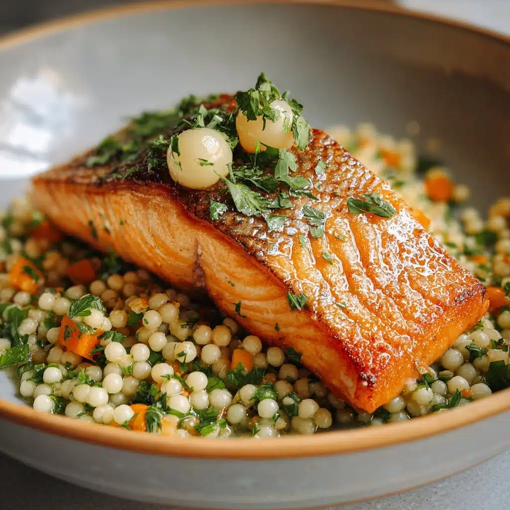 Herbed Pearl Couscous and Salmon Recipe - Recipe Image