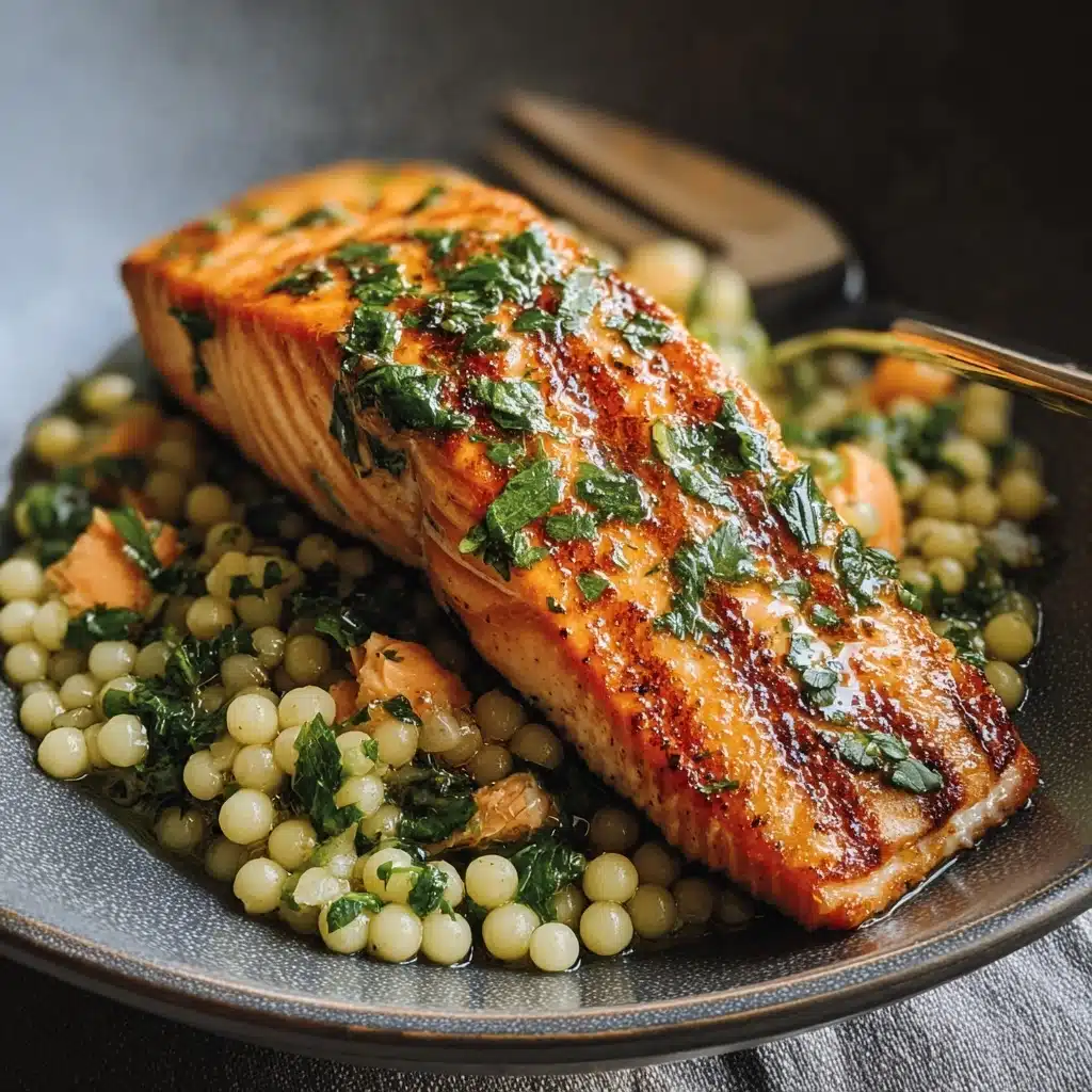 Herbed Pearl Couscous and Salmon Recipe - Recipe Image