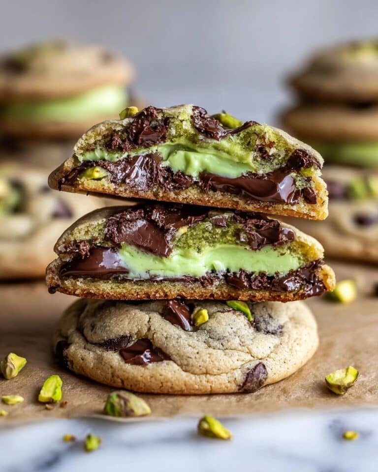 Pistachio Cream Cookies with Dark Chocolate and Chopped Nuts Recipe