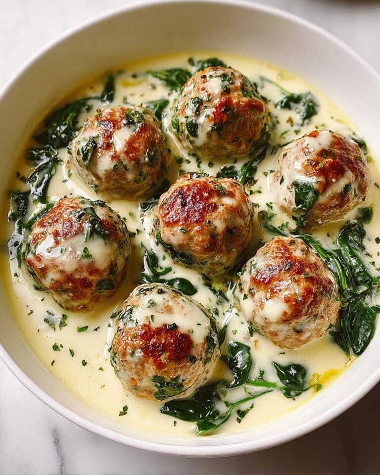 Baked Chicken Ricotta Meatballs with Spinach Alfredo Recipe
