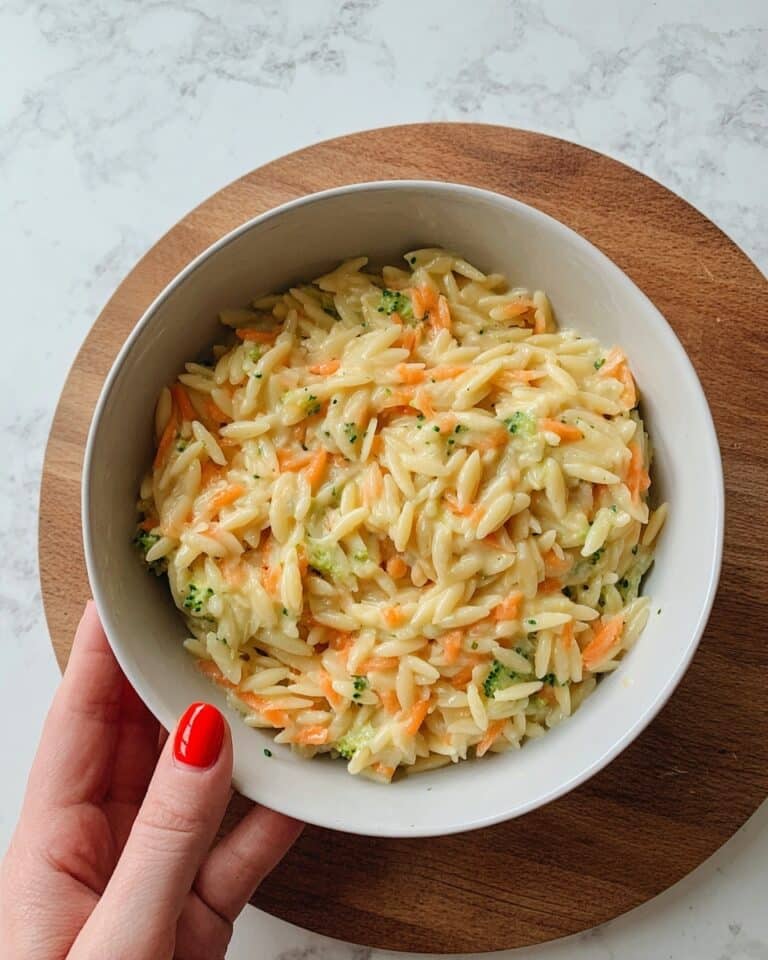 Veggie Orzo with Broccoli, Carrots, and Cream Cheese Recipe