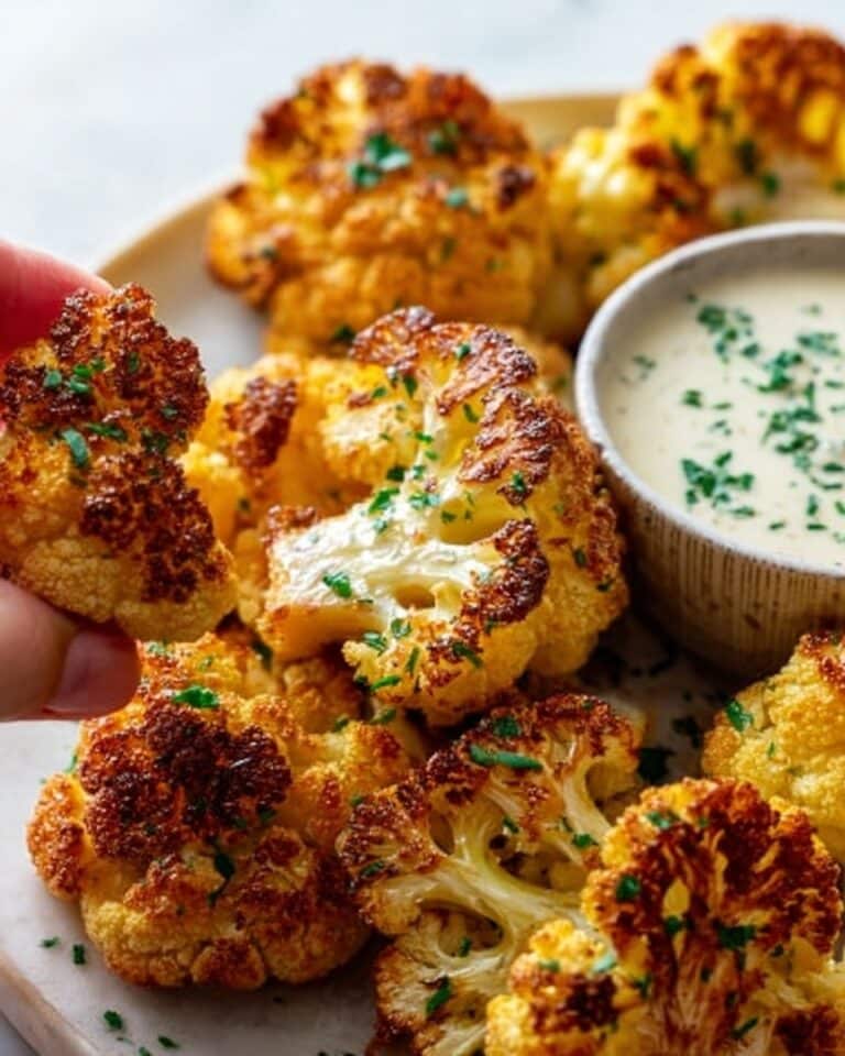 Crispy Baked Cauliflower Bites with Garlic Sauce Recipe