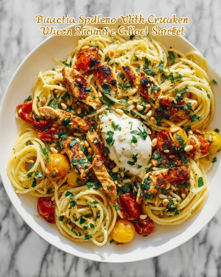 Chicken Spaghetti with Burrata and Lemon Butter Garlic Sauce Recipe