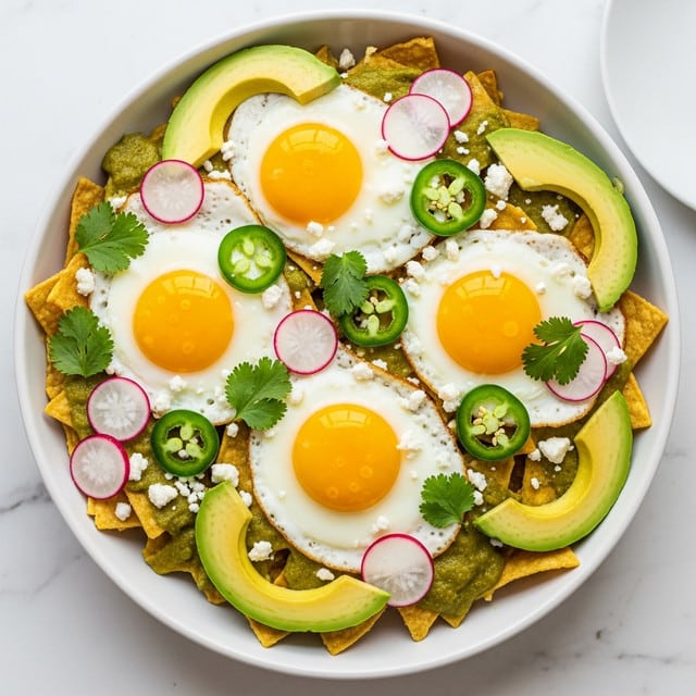 Chilaquiles with Fried Eggs, Avocado, and Cilantro Lime Crema Recipe