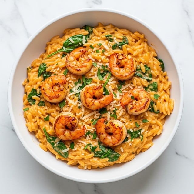 A white bowl filled with a creamy pasta dish featuring shrimp layered on top, giving a rich orange-pink color with light golden-brown edges. The pasta underneath looks soft and coated in a thick, pale yellow sauce mixed with bits of green herbs scattered throughout. The shrimp form the top layer, glistening and slightly curled, contrasting with the smoothness of the sauce and pasta beneath. The bowl is set on a white marbled surface. photo taken with an iphone --ar 4:5 --v 7