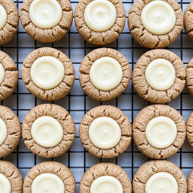 The image shows a close-up view of multiple round cookies arranged closely together on a black wire cooling rack, placed on a white marbled surface. Each cookie has two layers: the bottom layer is a soft, golden-brown base with a slightly crumbly texture, and the top layer features a small, pale cream-colored dollop or circle in the center, smooth in texture. The cookies have a slightly uneven, rustic look with a sugary coating visible on the edges of the bottom layer. The photo taken with an iphone --ar 4:5 --v 7