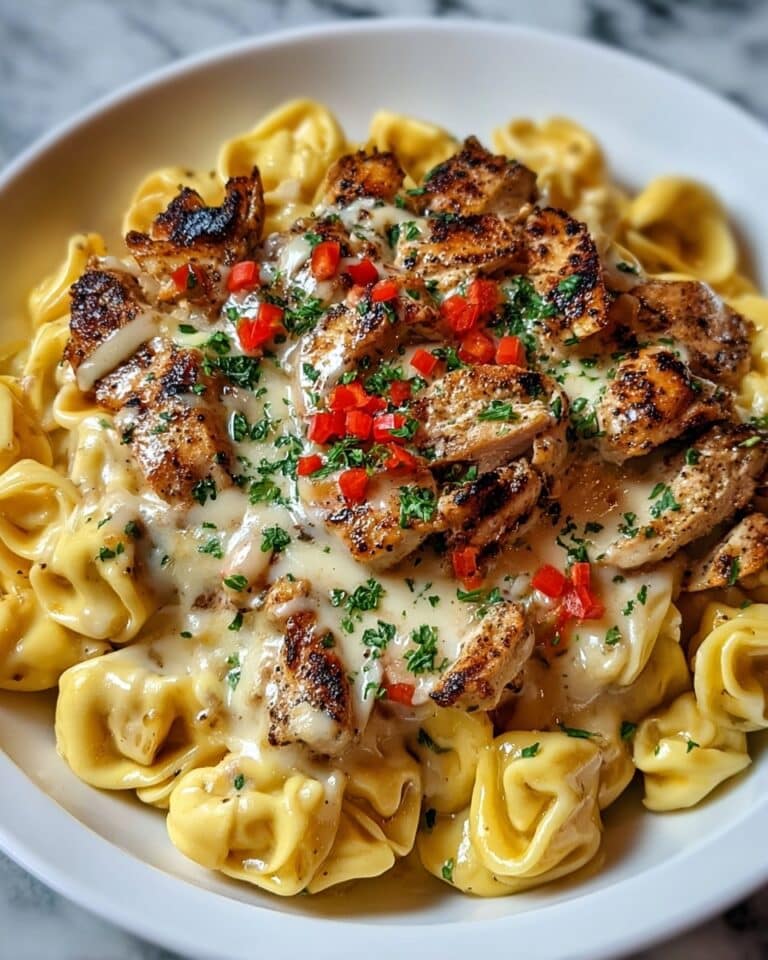 Cowboy Butter Garlic Chicken Tortellini with Fire-Roasted Red Peppers Recipe
