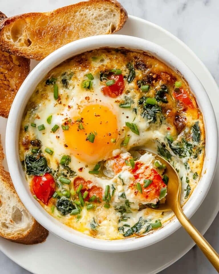 Baked Feta Eggs with Cherry Tomatoes and Spinach Recipe