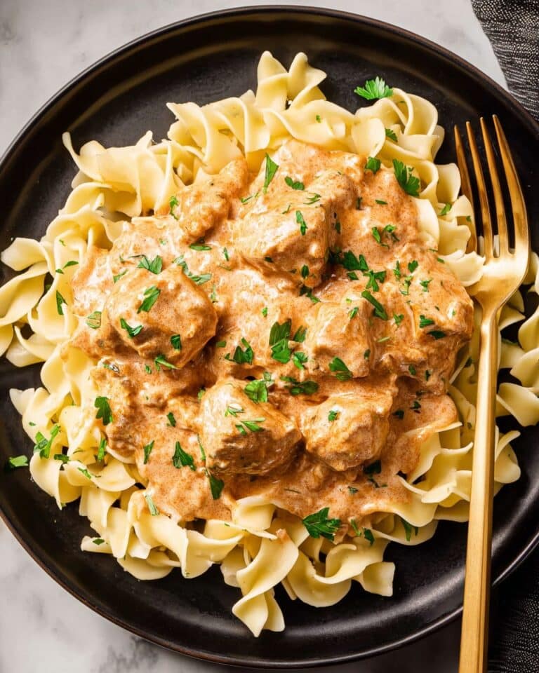 Easy Chicken Paprikash Over Buttered Egg Noodles Recipe
