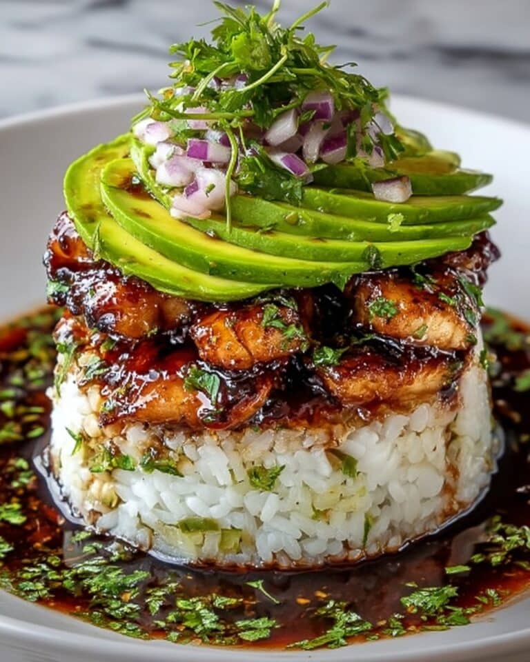 Tangy Honey Lime Chicken & Avocado Rice Stack Recipe