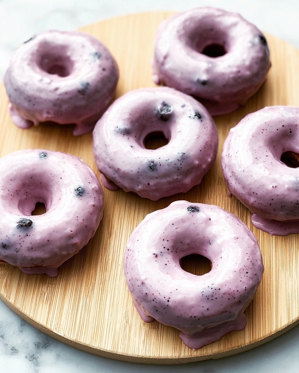 Four round donuts sit on a white marbled surface covered lightly with powdered sugar. Each donut has a light golden-brown color and a smooth, soft texture. The top layer is dusted with white powdered sugar, and in the center of each donut, there is a fresh red strawberry glossy with a shiny glaze. One donut in the front is cut open, showing a thick white cream filling inside with tiny red bits mixed in. Around the donuts on the surface, there are fresh whole strawberries with green leaves. The photo taken with an iphone --ar 4:5 --v 7