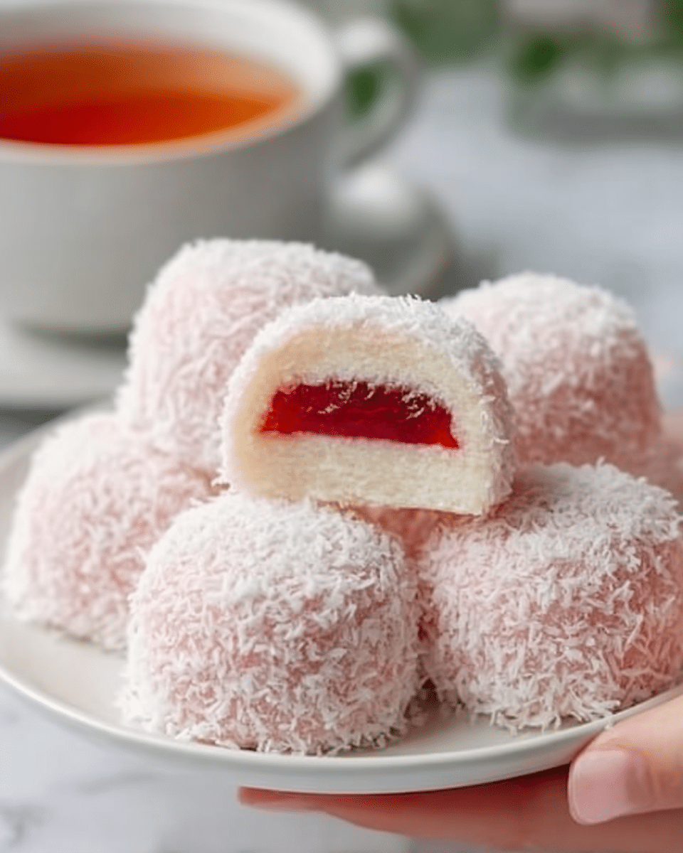 A close-up image of a cupcake with a bite taken out, showing a creamy yellow filling inside a light-colored cake with red raspberry pieces mixed throughout. The top layer has thick, swirled white frosting decorated with thin orange zest strips and small silver edible beads. A fresh red raspberry dusted with powdered sugar sits on top. The cupcake liner is clear, and the cupcake is placed on a white plate with two fresh raspberries beside it, all set on a white marbled surface. Photo taken with an iphone --ar 4:5 --v 7