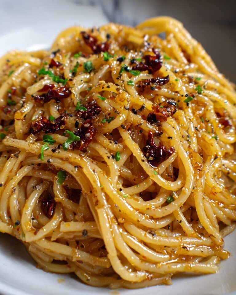 Caramelized Onion Pasta with Chili Oil Recipe