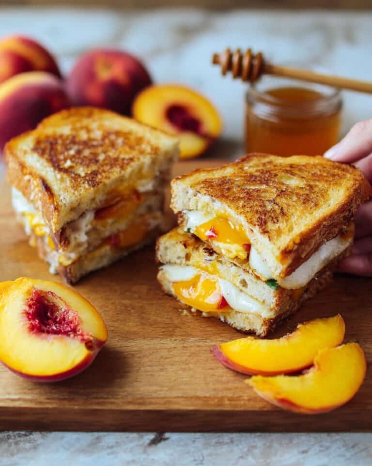Honey Peach White Cheddar Grilled Cheese Sandwich Recipe
