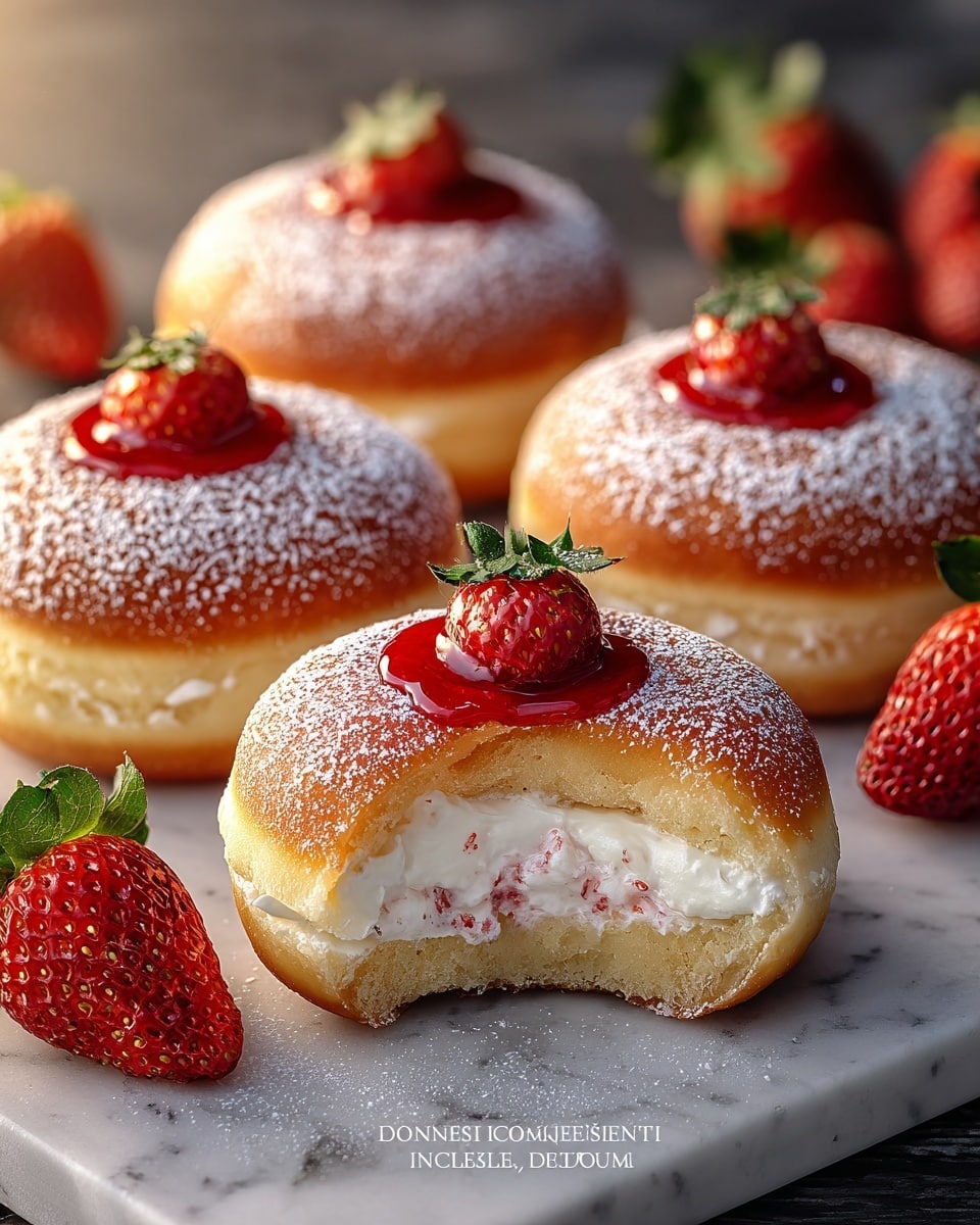 A close-up view of a single cupcake in focus on a white plate with a white marbled background, showing the cupcake's three main layers: the bottom light golden-baked cake layer with visible specks of red berry throughout, topped with a creamy white frosting layer swirled with deep red berry sauce, and finished with three fresh red raspberries and a small green mint leaf on top; two slightly blurred cupcakes with similar frosting and raspberry toppings are placed behind it, with a few loose raspberries scattered around the plate, photo taken with an iphone --ar 4:5 --v 7