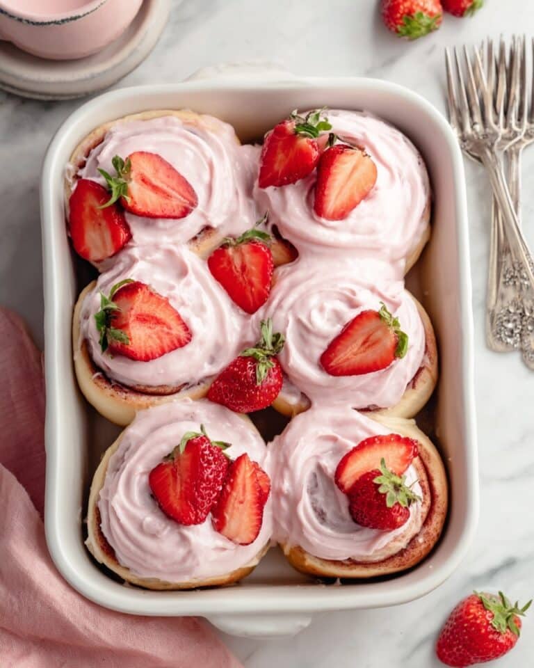 Strawberry Cinnamon Rolls with Cream Cheese Strawberry Glaze Recipe