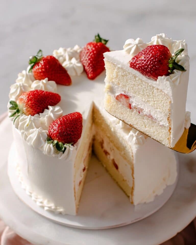 Strawberry Chiffon Cake with Whipped Cream and Fresh Strawberries Recipe