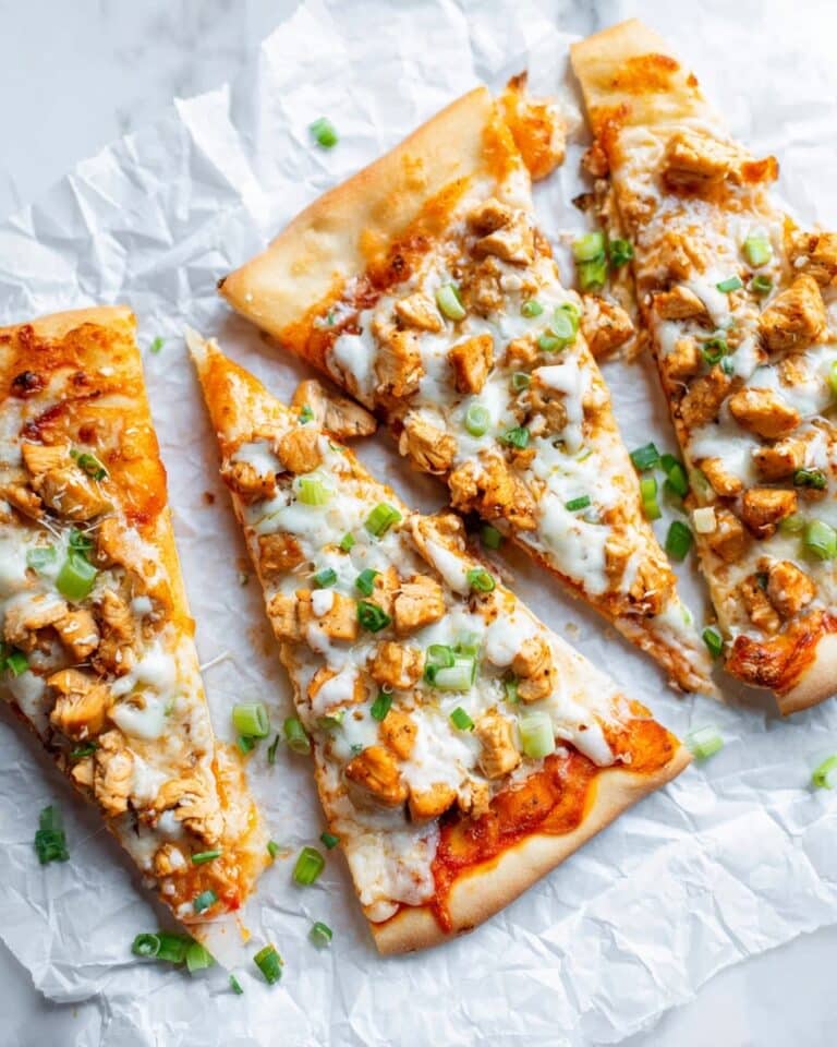 Buffalo Chicken Flatbread with Blue Cheese and Green Onions Recipe