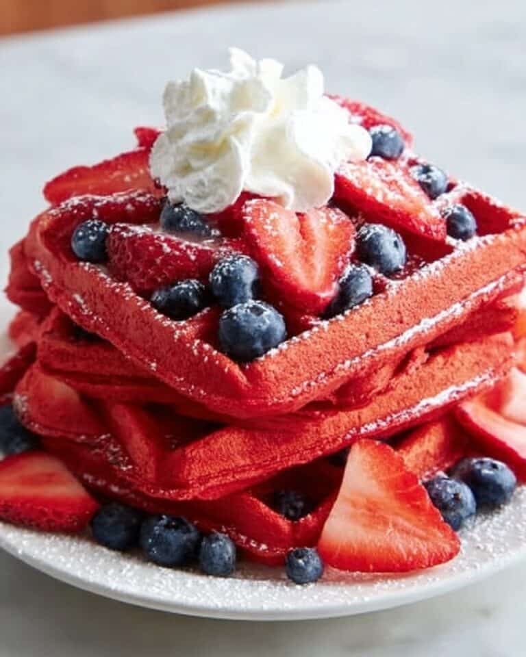 Red Velvet Waffles with Fresh Berries and Toppings Recipe