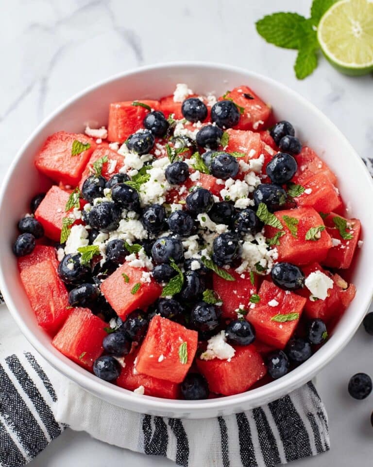 Watermelon Feta Salad with Blueberries and Fresh Herbs Recipe