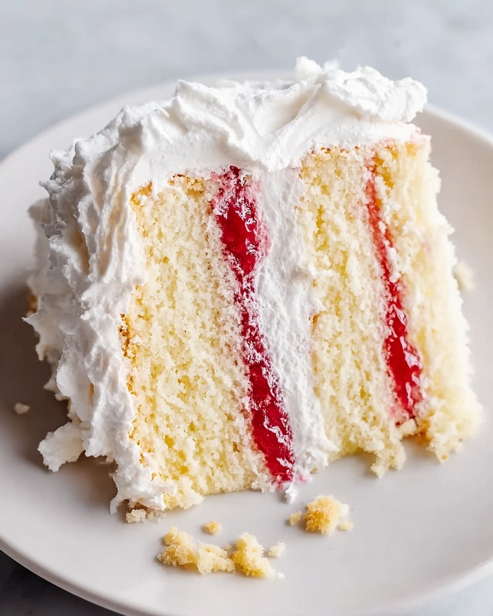 Homemade Raspberry and Cream Angel Food Cake Recipe - Recipe Image