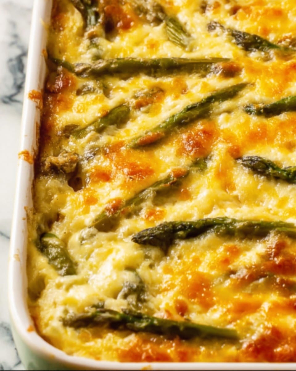 The image shows a close-up of a baked dish with multiple layers. The bottom layer is filled with green beans placed evenly across the surface. Above the green beans, there is a thick layer of fluffy, golden-yellow baked egg mixed with melted cheese, giving a slightly browned and bubbly texture on top. The dish is in a white baking dish, and the white marbled surface is visible around it. The lighting highlights the creamy and cheesy texture, making the layers clear and appetizing. Photo taken with an iphone --ar 4:5 --v 7